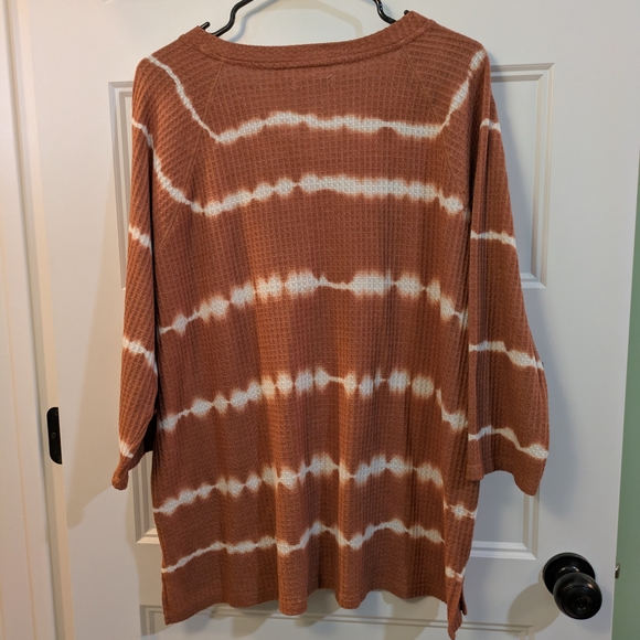 Sonoma Rust and White Tie-Dye Waffle Henley - Picture 9 of 12